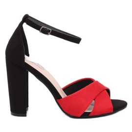 Sandale na stupu crvene i crne 369-34 Crvene crna crvena