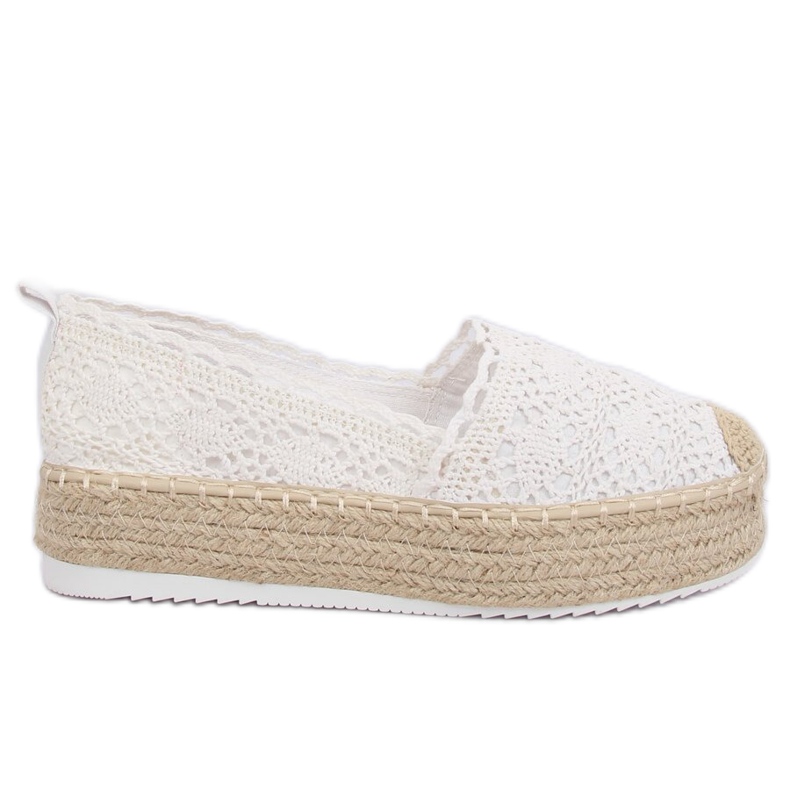 Espadrile od bijele čipke A8692 Bijele bijela