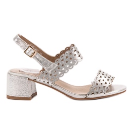 Kylie Srebrne sandale na visoku petu siva