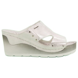 VINCEZA sandale na klin siva