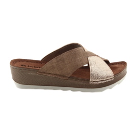 KOMFORT INBLU GX006 smeđe / zlatne papuče bež zlatna