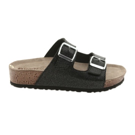 Crne Inblu NM013 ženske crne papuče sa srebrnim česticama crna