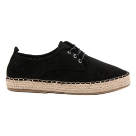 Ideal Shoes Espadrile na vezanje crna