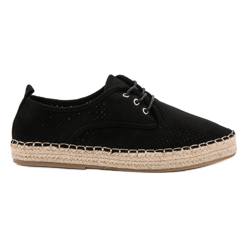 Ideal Shoes Espadrile na vezanje crno