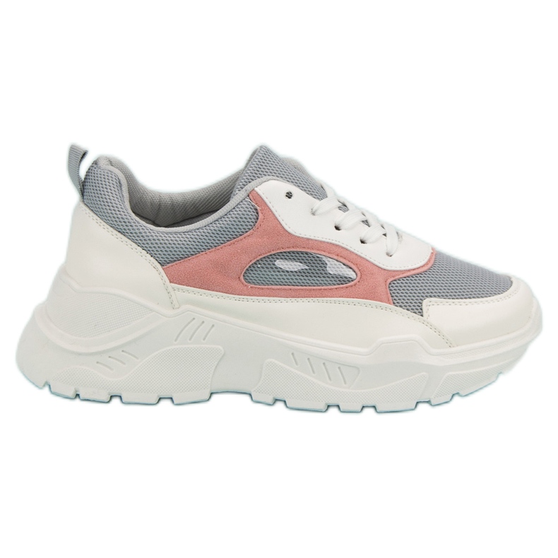 Tenisice na platformi bijela siva ružičasta