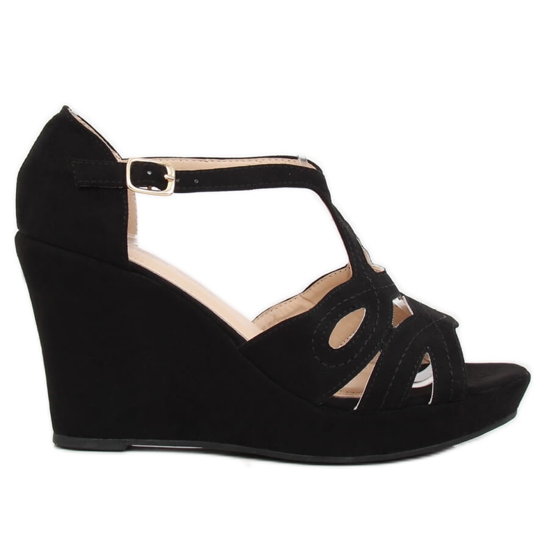 Crne sandale na crnom klinu LM-002 Crna