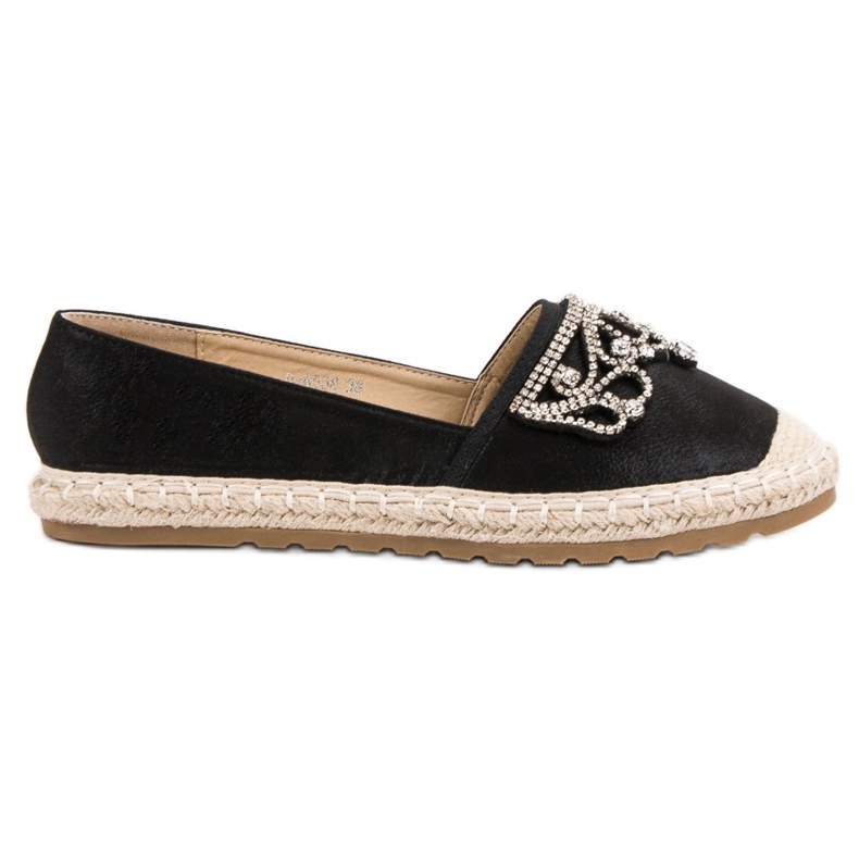 Ideal Shoes Crne espadrile s ukrasima crno