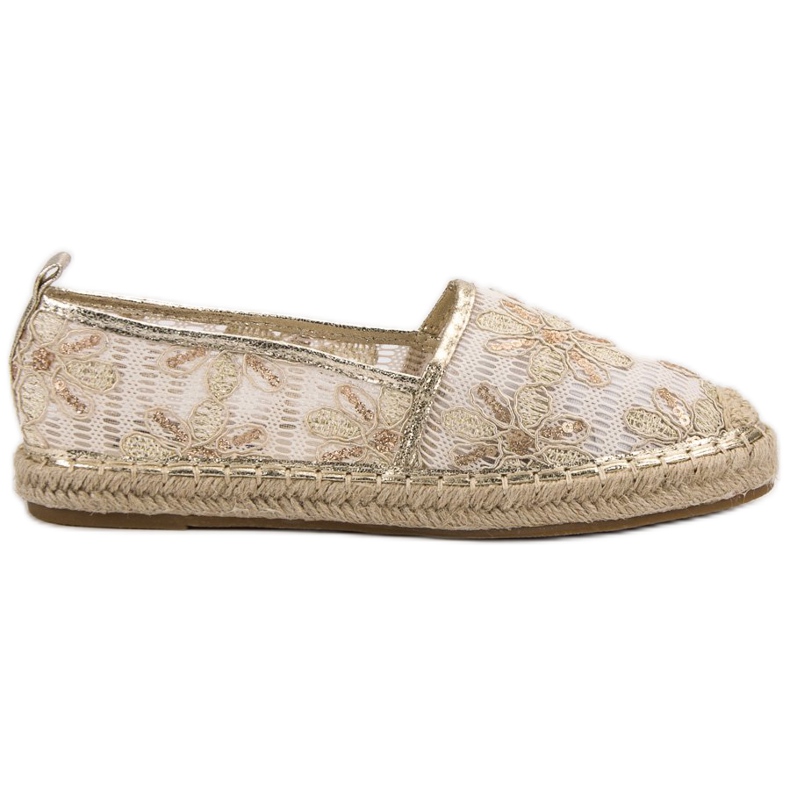 Lucky Shoes Čipkane espadrile u cvijeću smeđa