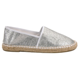 Cm Paris Sjajne srebrne espadrile siva