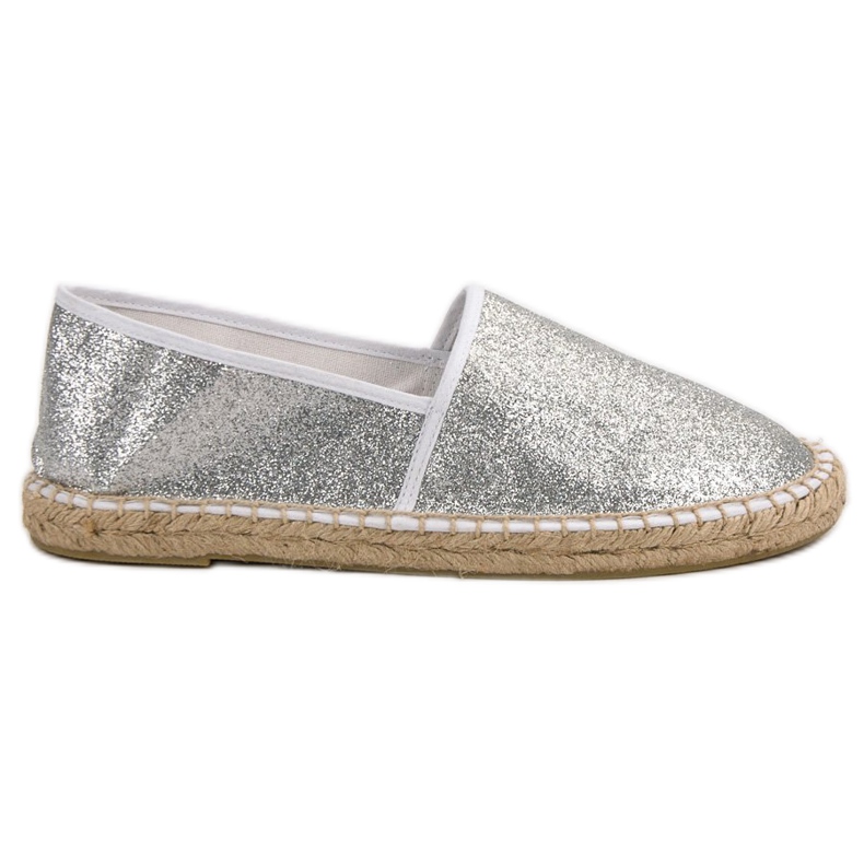Cm Paris Sjajne srebrne espadrile siva