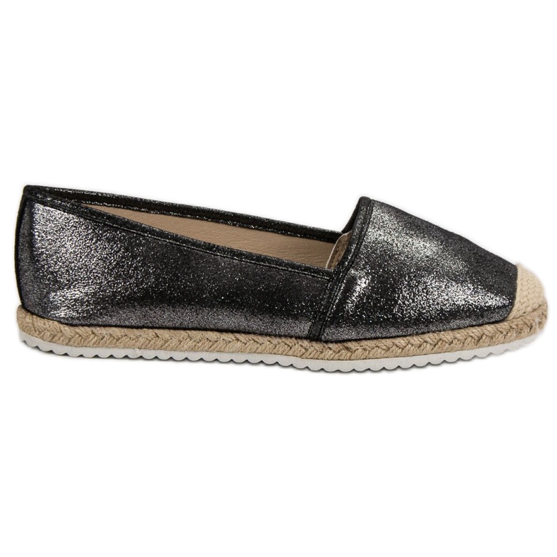 Lucky Shoes Espadrile s crnim sjajem crno