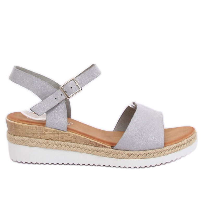 Sive sandale na niskoj klinnoj peti 7868-KL Siva