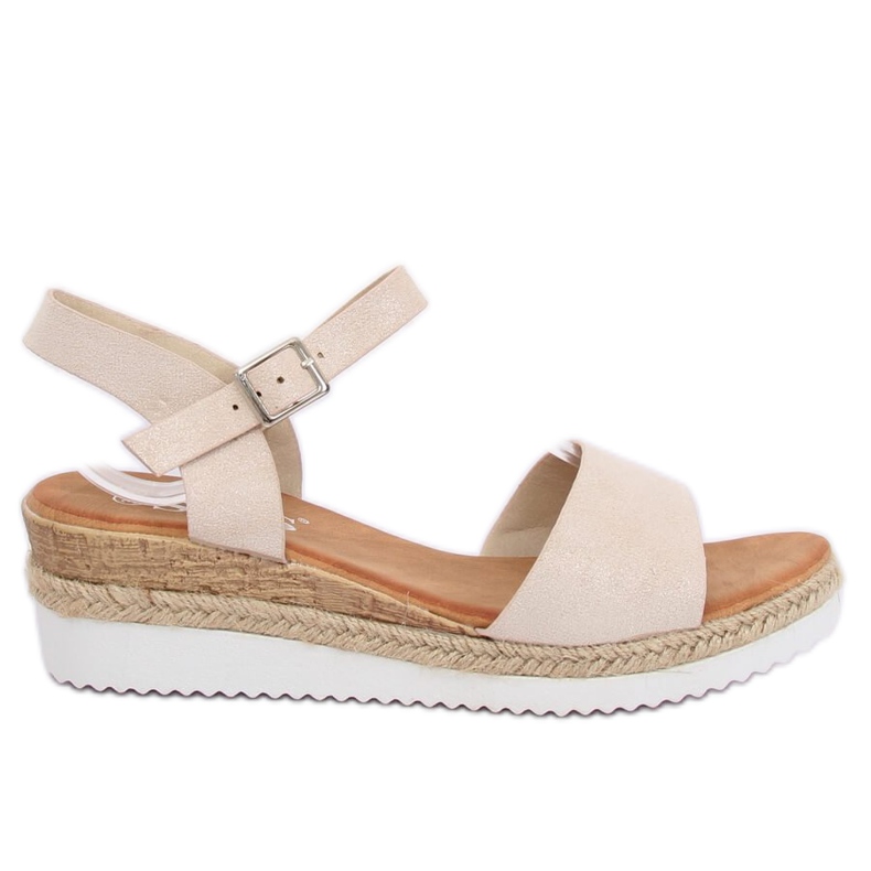 Bež sandale na niskoj klinnoj peti 7868-KL Bež