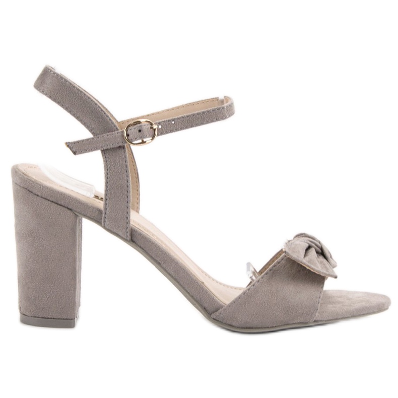 Jumex Sandale od antilopa s mašnom siva