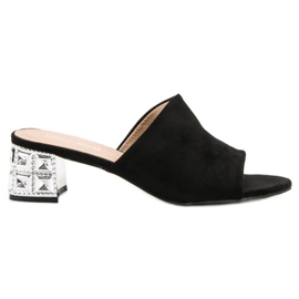 Lucky Shoes Sandale na visoku petu od antilopa crna