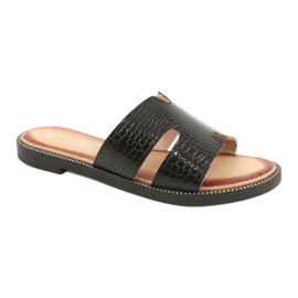 Filippo Sjajni lakirani zaklopci crne kože umetak crna