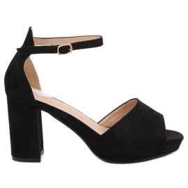 Crne sandale na visoku petu 6952-GL Crna