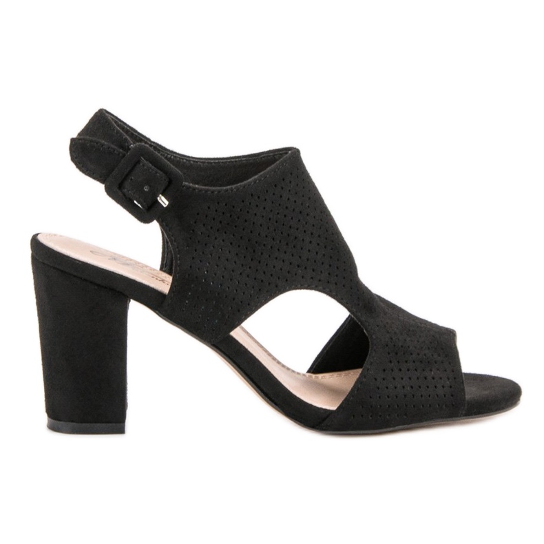 Ažur sandale na postu crno