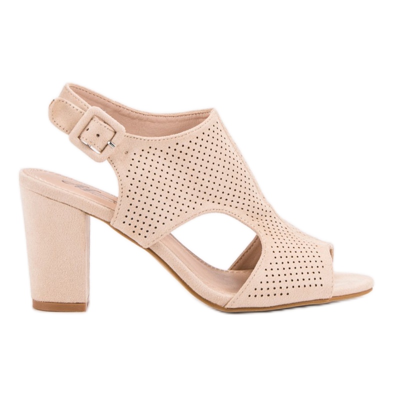 Ažur sandale na postu smeđa