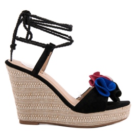 Seastar Vezane sandale na klin crna