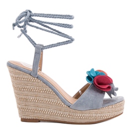 Seastar Vezane sandale na klin plava višebojan