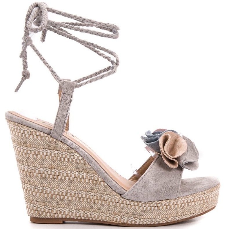 Seastar Vezane sandale na klin siva