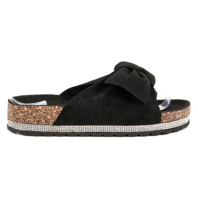 Anesia Paris Papuče od antilopa s kristalima crno