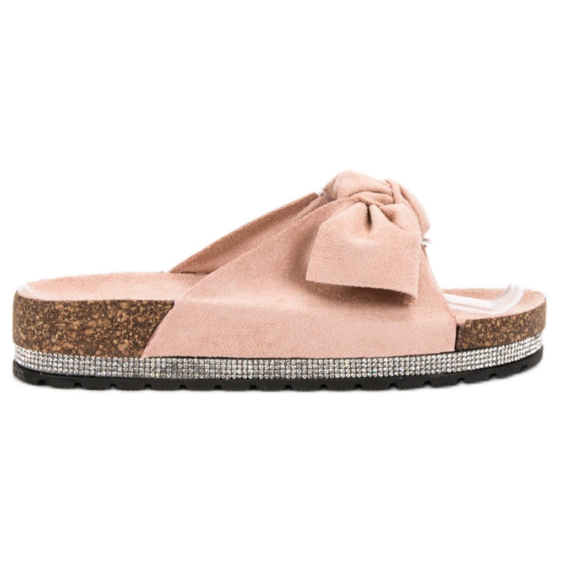 Anesia Paris Papuče od antilopa s kristalima ružičasta