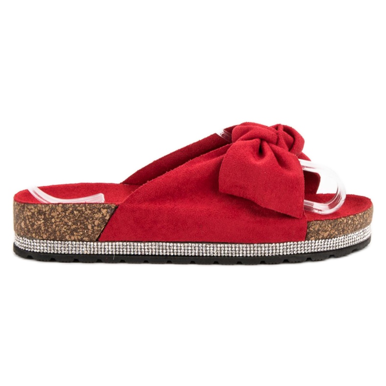 Anesia Paris Papuče od antilopa s kristalima crvena