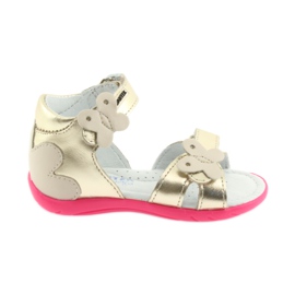 Bartek Kožne sandale od kožnih djevojaka s leptirom 51569 Zlotys zlatni