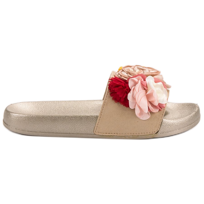 SHELOVET Zlatne papuče s cvijećem zlatna