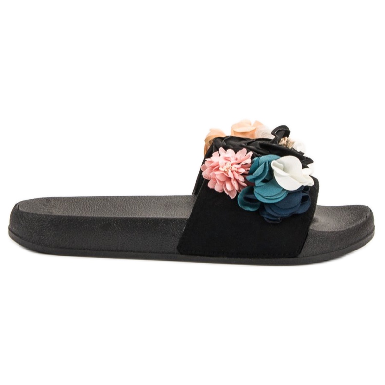 SHELOVET Crne papuče s cvijećem crno