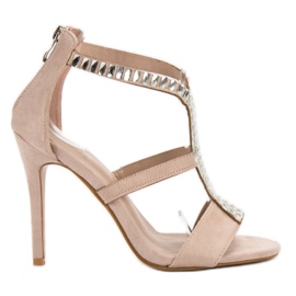 SHELOVET Seksi sandale na visoku petu smeđa