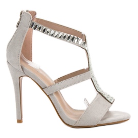 SHELOVET Seksi sandale na visoku petu siva