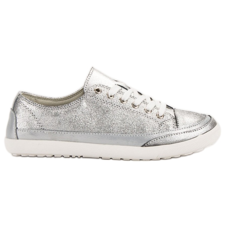 Filippo Srebrne kožne tenisice siva