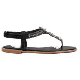 SHELOVET Crne sandale s ukrasima crno