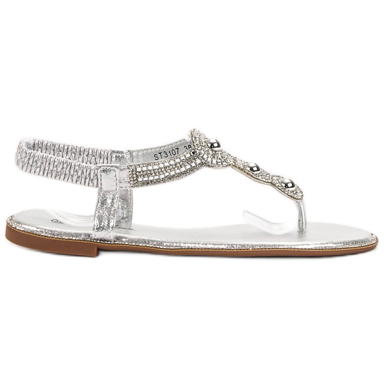 SHELOVET Srebrne sandale s ukrasima siva