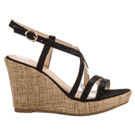 Queentina Sandale na klin crna