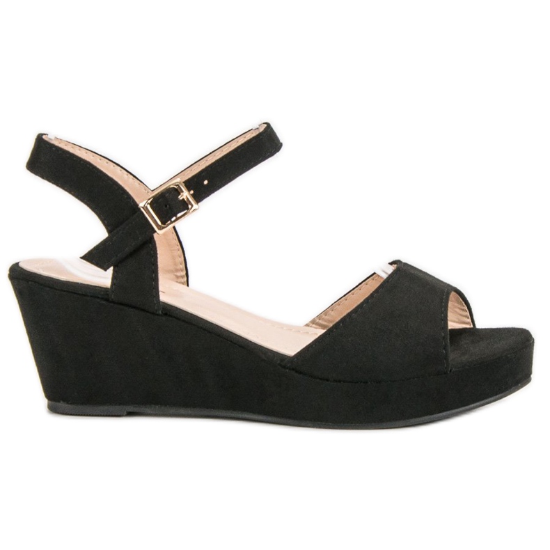 SHELOVET Crne sandale od antilopa crno