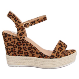 Sandale na klin pete leopard JS-2952 Leopard smeđa