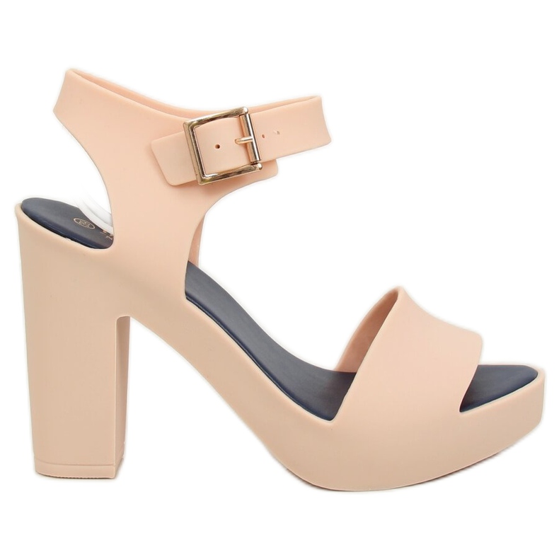 Sandale s visokim potpeticama meliski bež KM202 D.BEIGE / NAVY