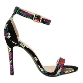 Orijentalne crne sandale KSL708 Black crna višebojan