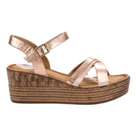 Seastar Lagane sandale na klinastu petu žuta boja