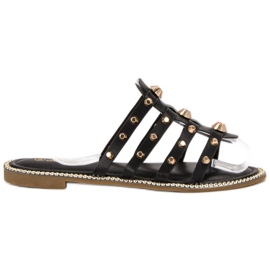 Renda Papuče sa kamenčićima crna