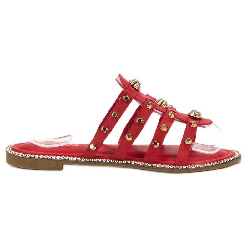 Renda Papuče sa kamenčićima crvena