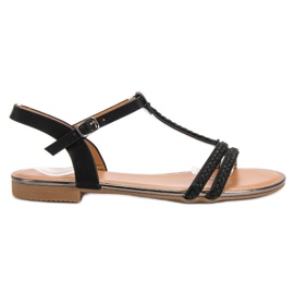 Small Swan Ravne sandale crna