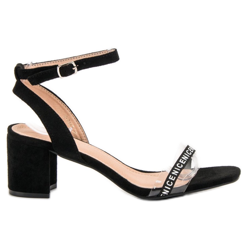 Ideal Shoes Elegantne sandale od antilopa crno