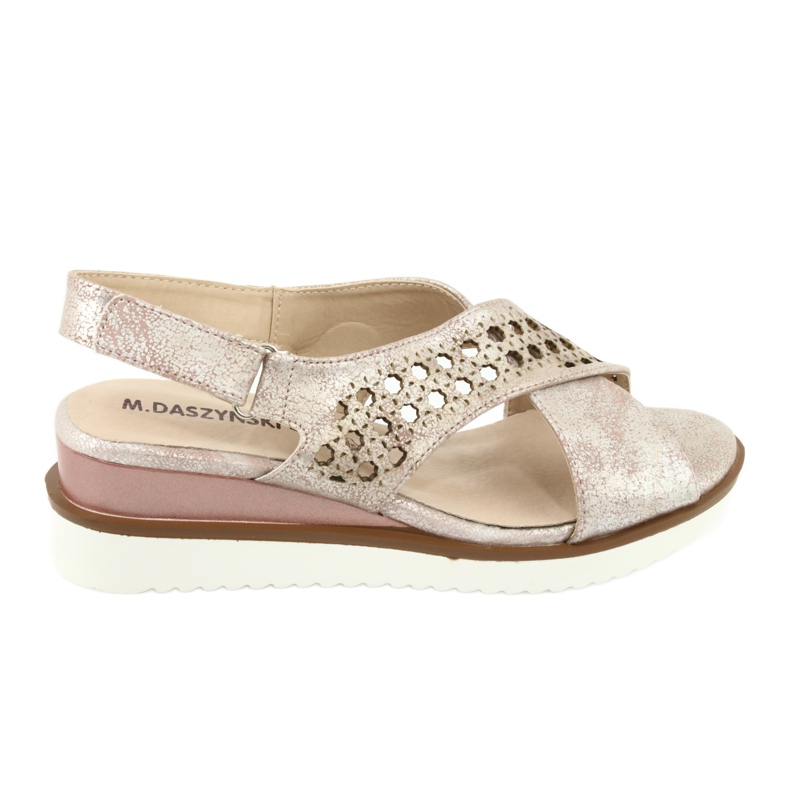 M.Daszyński Metalne ružičaste sandale Daszyński 1838 ružičasta siva