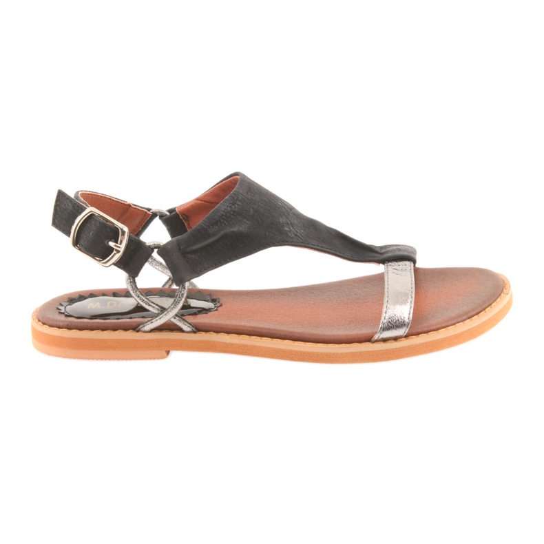 M.Daszyński Sandale s ravnom potpeticom Daszyński srebrno-crne crno siva