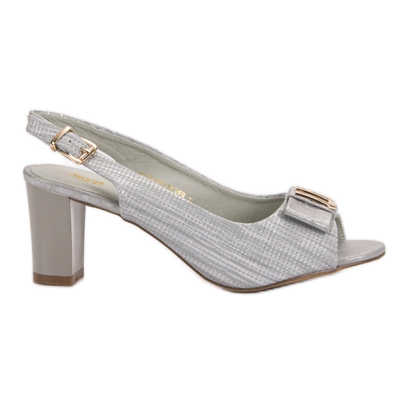 SHELOVET Elegantne sandale s mašnom siva